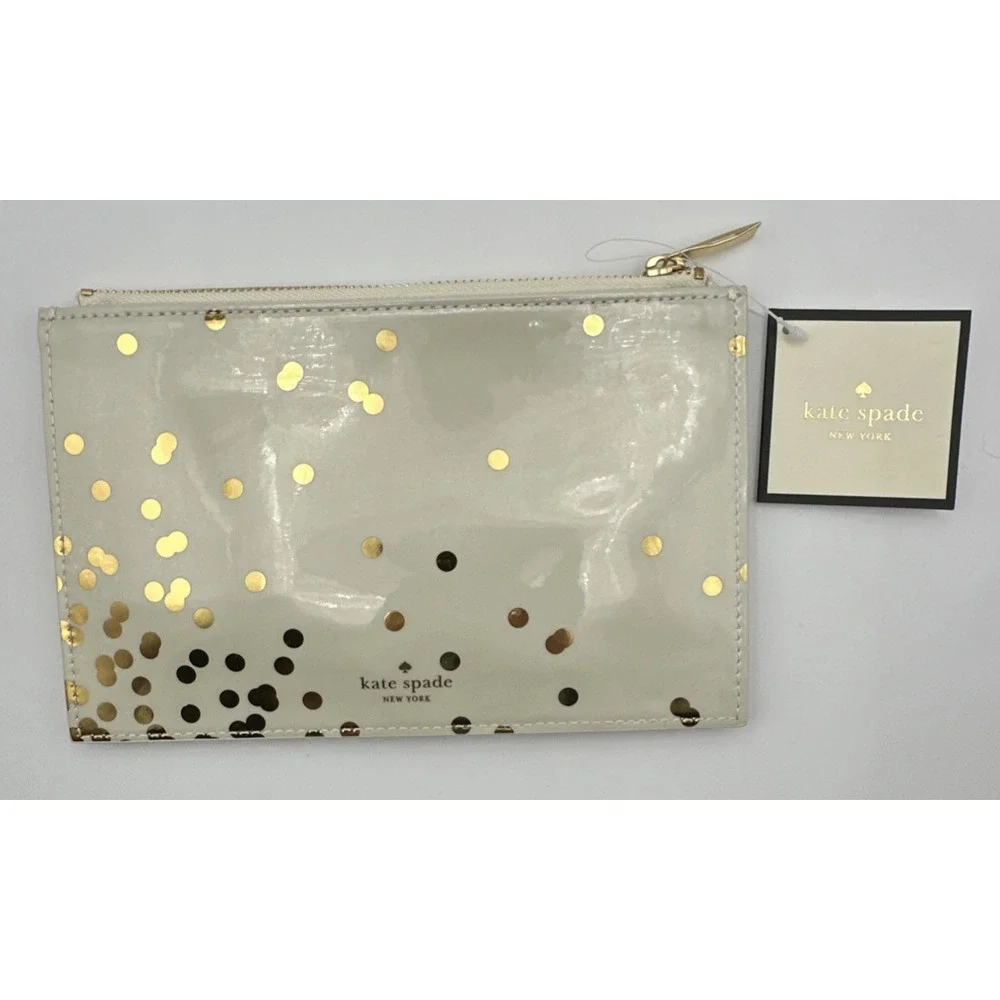 Kate Spade Confetti Dot Pencil Pouch Cosmetic Bag Writing Supplies New with Tags